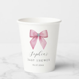 Roze Strik Baby Borrel Papieren Bekers