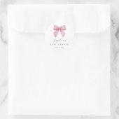 Roze Strik Baby Borrel Ronde Sticker (Tas)