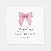 Roze Strik Baby Borrel Servet (Voorkant)