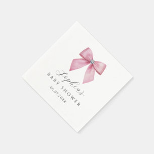 Roze Strik Baby Borrel Servet