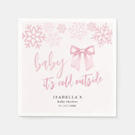 Roze Strik Baby Het Is Koud Buiten Baby Borrel Servet