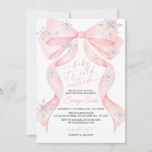 Roze Strik Baby Het Is Koud Buiten Baby Shower Kaart