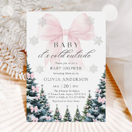 Roze Strik Baby Het Is Koud Buiten Baby Shower  Kaart