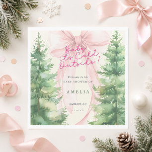 Roze Strik Baby Het Is Koud Buiten Baby Shower Servet