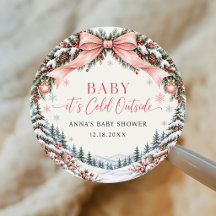 Roze strik baby Het is koud buiten baby shower sti
