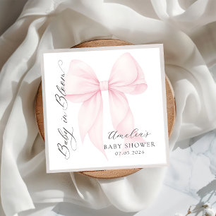 Roze strik baby in bloei baby shower papieren serv servet