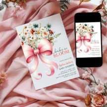 Roze Strik Baby in Bloei Wilde Bloem Baby Shower