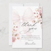 Roze Strik Baby in Bloom Baby Shower Bedankkaart (Voorkant)