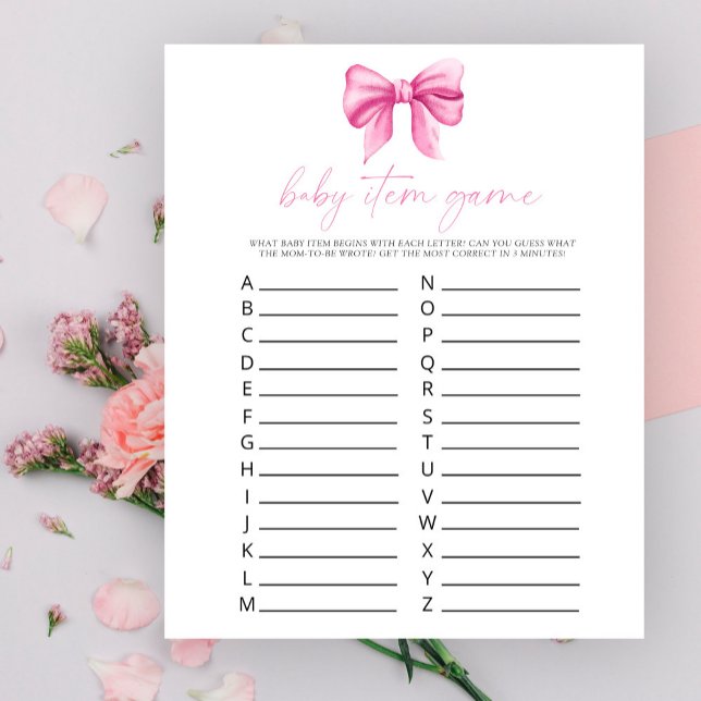 Roze strik - Baby Item Game. Baby shower spel (Creator heeft geüpload)