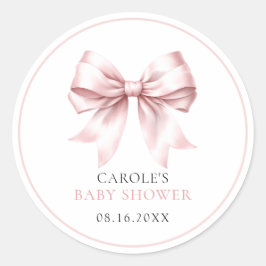 Roze Strik Baby Meisje Baby Shower Ronde Sticker