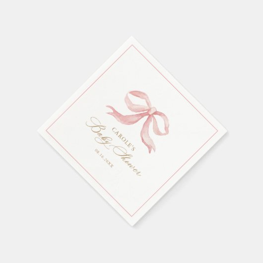 Roze Strik Baby Meisje Baby Shower Servet (Hoek)