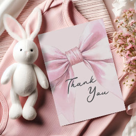 Roze Strik Baby Meisje Bedankkaart