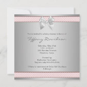 Roze strik baby meisje douche kaart (Achterkant)