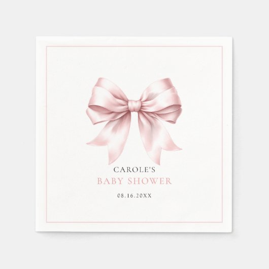 Roze Strik Baby Meisje Elegante Baby Shower Servet (Voorkant)