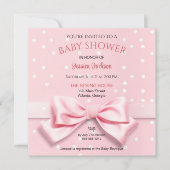 Roze Strik Baby Meisje met Stippen Aankondiging (Voorkant)