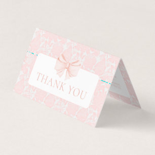 Roze strik baby meisje shower bedankkaartjes kaart