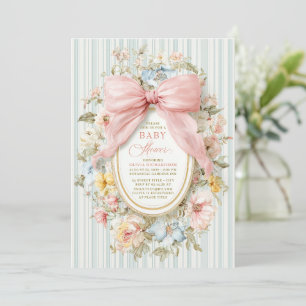 Roze Strik Baby Meisje Shower Uitnodiging