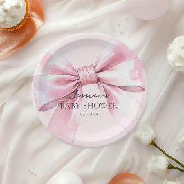 Roze Strik Baby Meisje Stickers Papieren Bordje