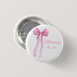 Roze strik baby shower - aanstaande moeder ronde button 3,2 cm