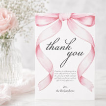 Roze Strik Baby Shower Bedankkaart