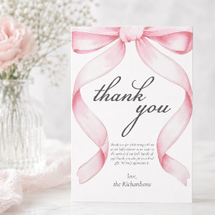 Roze Strik Baby Shower Bedankkaart