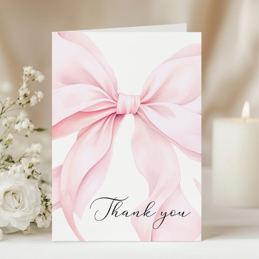 Roze Strik Baby Shower Bedankkaart