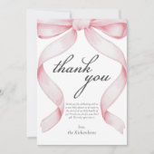 Roze Strik Baby Shower Bedankkaart (Voorkant)