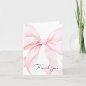 Roze Strik Baby Shower Bedankkaart (Voorkant)