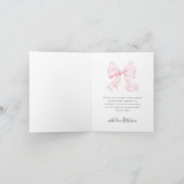 Roze Strik Baby Shower Bedankkaart (Binnen)