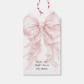 Roze Strik Baby Shower Bedankt Cadeaulabel (Voorkant)