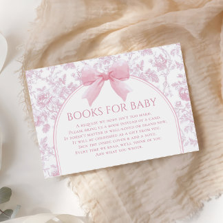 Roze Strik Baby Shower Boek Verzoek Bijlage Kaart