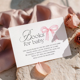 Roze Strik Baby Shower Boeken voor Baby Informatiekaartje