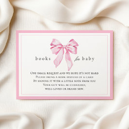 Roze Strik Baby Shower Boeken voor Baby Informatiekaartje