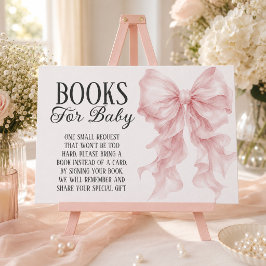 Roze Strik Baby Shower Boeken Voor Baby Informatiekaartje