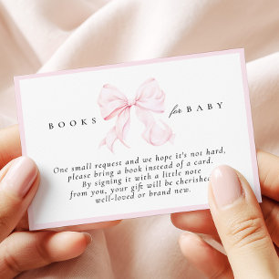 Roze Strik Baby Shower Boeken voor Baby Kaart