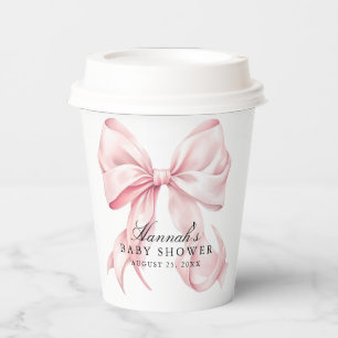 Roze Strik Baby Shower Coquette Strik Thema Papieren Bekers