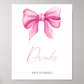 Roze strik baby shower - Dranken Poster (Voorkant)