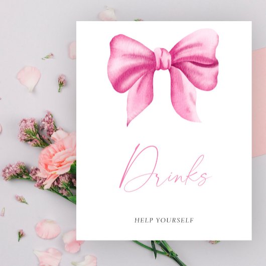 Roze strik baby shower - Dranken Poster