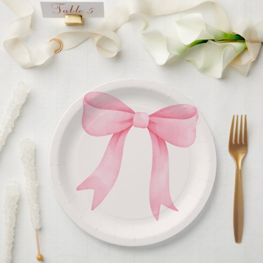 Roze strik Baby shower – Elegant papier Bord (Huwelijk)