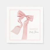 Roze strik Baby shower Elegant papier Servet (Voorkant)