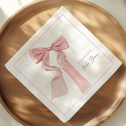 Roze strik Baby shower Elegant papier Servet