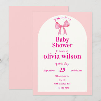 Roze Strik Baby Shower.elegante baby shower. Kaart