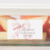 Roze Strik Baby Shower Favor Label (Aangebracht)