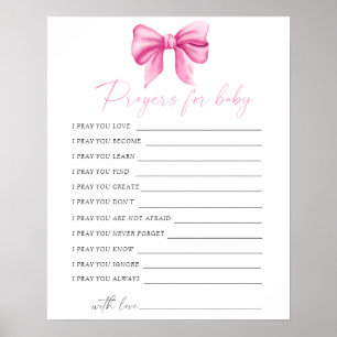 Roze strik baby shower gebeden voor baby poster