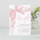 Roze Strik Baby Shower Kaart (Staand voorkant)