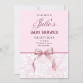 Roze strik baby shower kaart (Voorkant)