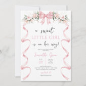 Roze Strik Baby Shower Kaart (Voorkant)