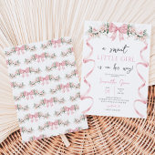 Roze Strik Baby Shower Kaart