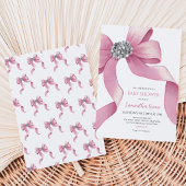 Roze Strik Baby Shower Kaart