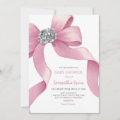 Roze Strik Baby Shower Kaart (Voorkant)